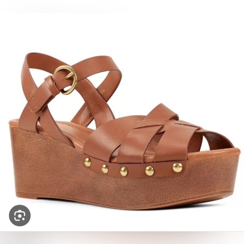 Nine West Annah Brown Platform Sandal Wedges Women's Size 8